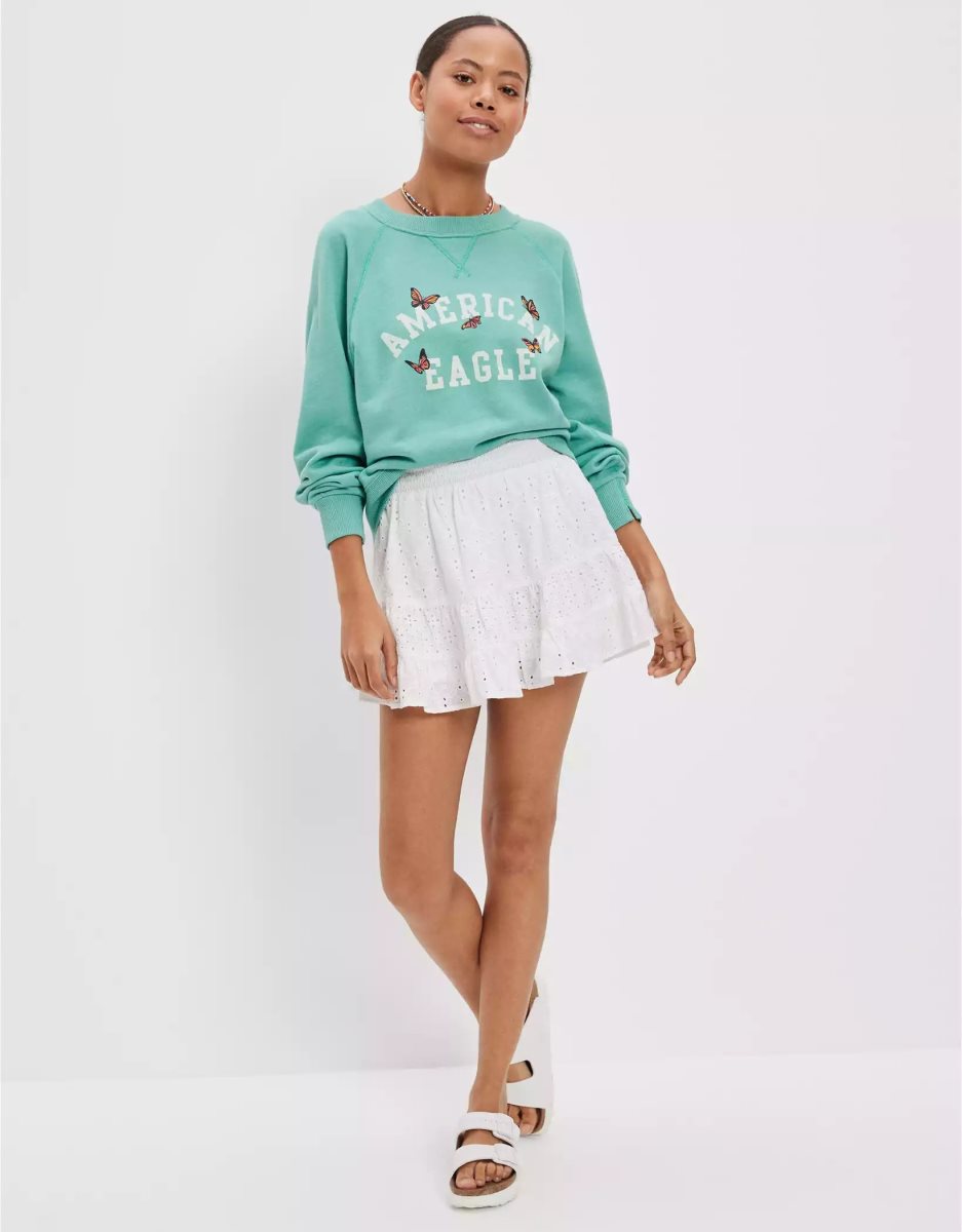 Jupes American Eagle AE Tiered Mini Blanche Femme | SJM-09966560